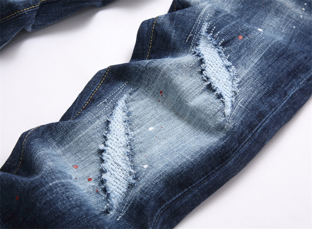 DSQ Embroidery Ripped Jeans