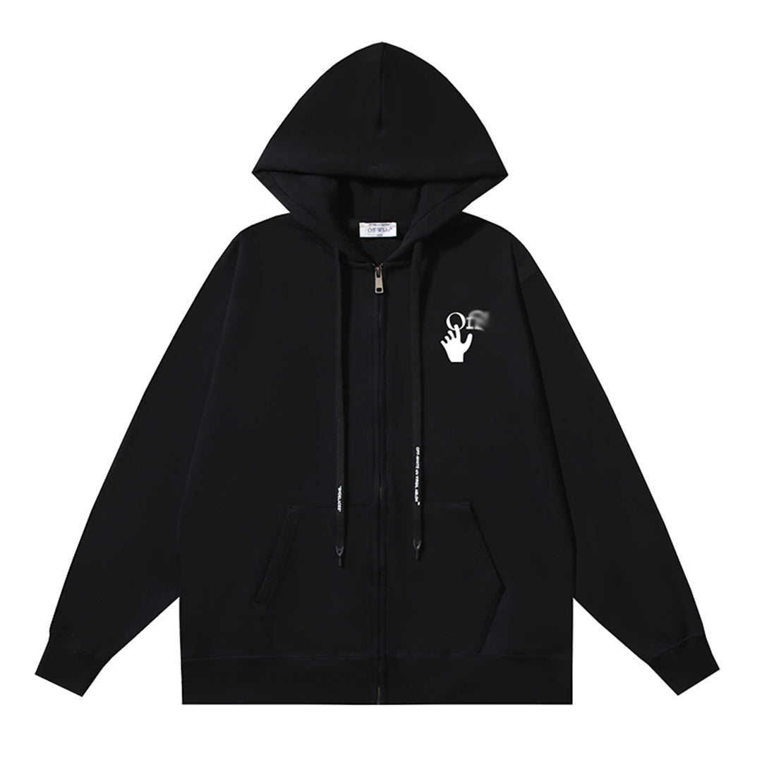 OFF Logo Print Hoodie Jacket