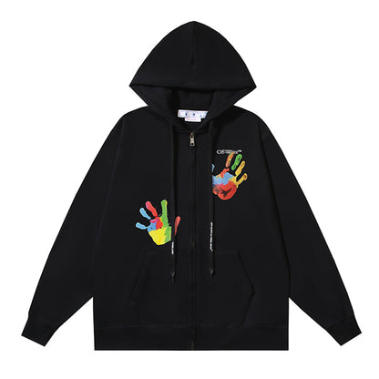 OFF Logo Print Hoodie Jacket