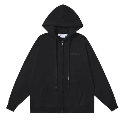 OFF Logo Print Hoodie Jacket