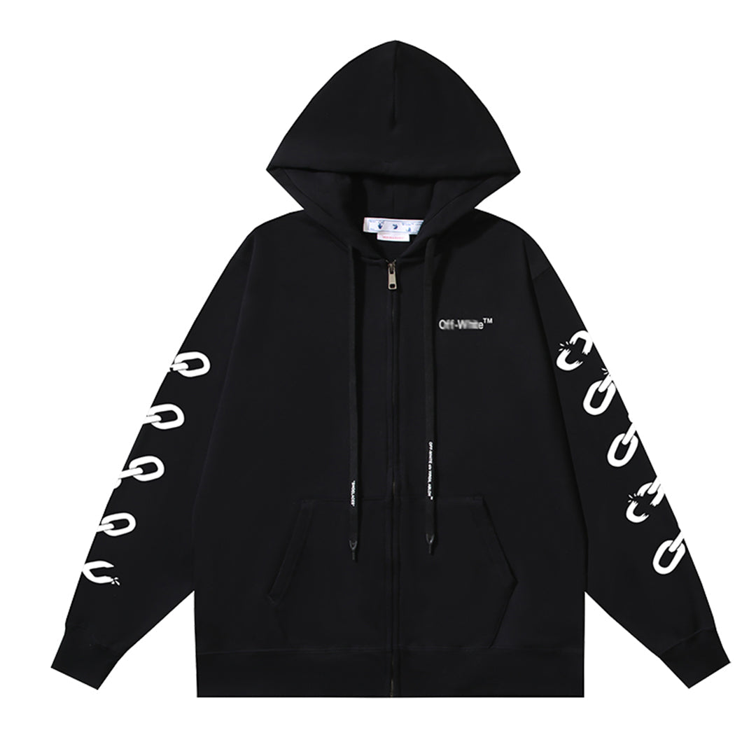 OFF Logo Print Hoodie Jacket