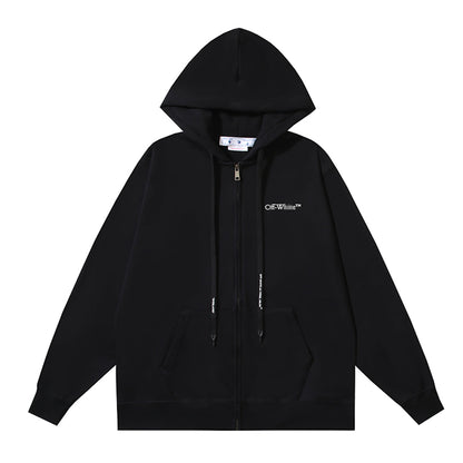 OFF Logo Print Hoodie Jacket