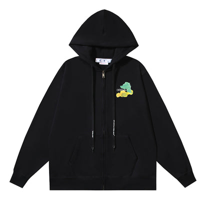 OFF Logo Print Hoodie Jacket