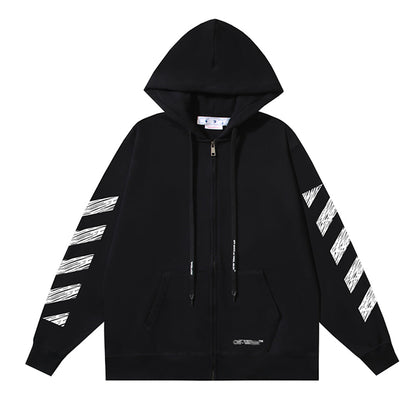 OFF Logo Print Hoodie Jacket