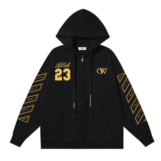 OFF Logo Print Hoodie Jacket